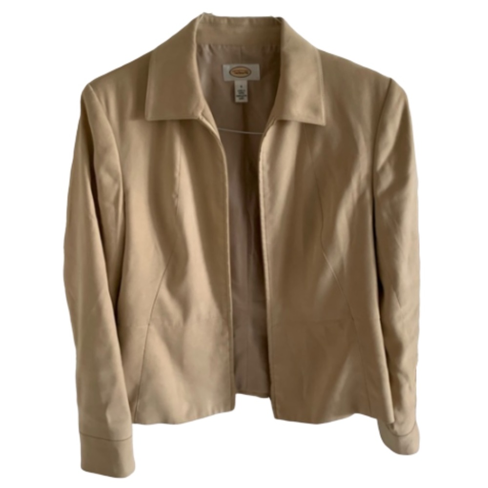 Talbots Size 4 Beige Blazer Zip Up Size 4